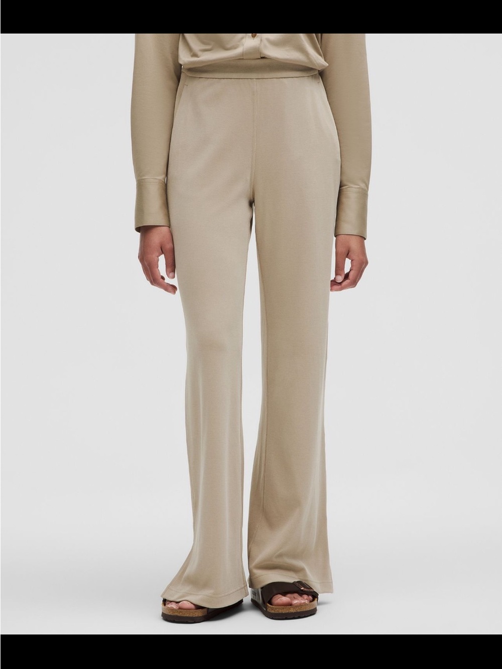 Lululemon Softreme Relaxed High Waist Wide-Leg Pants in Beige size S